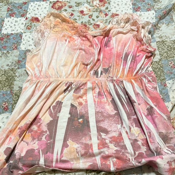 Espresso Women's Pink and Orange Abstract Blouse - Picture 3 of 3